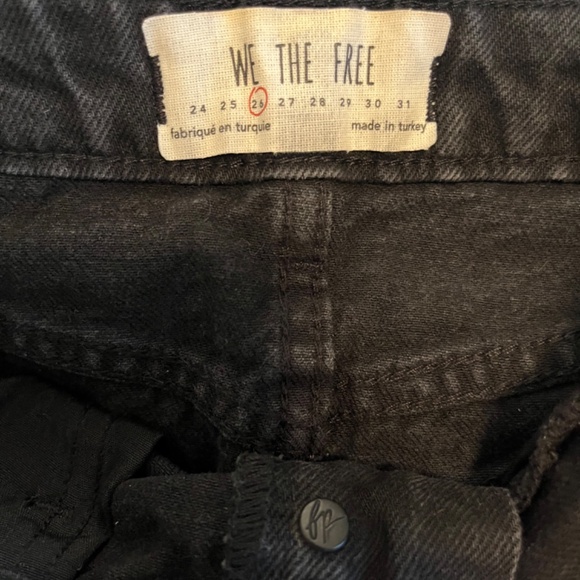 Free People Ripped Mini Jean skirt Size 26 in Black. - Picture 2 of 5